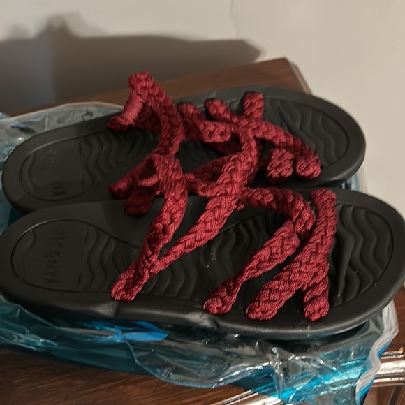 Red Rubber Strappy Sandal 9 - Picture 2 of 3
